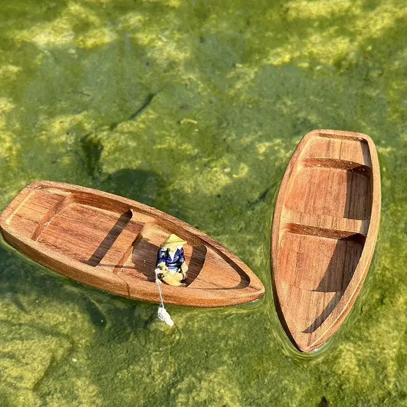 Aquarium Marineland - Handgemachte Holzboot Mini Schwimmboot Modell Fischer